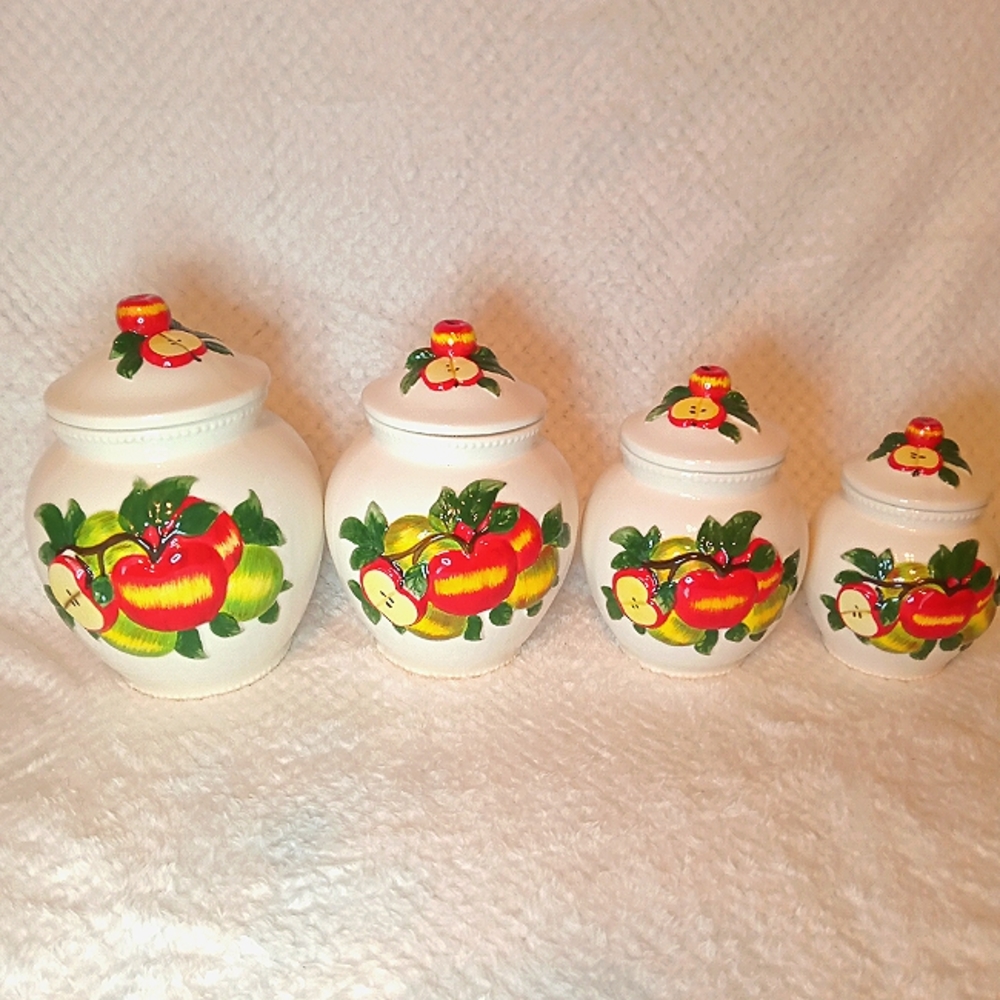 Apple Canister Set of 4 Hand Painted